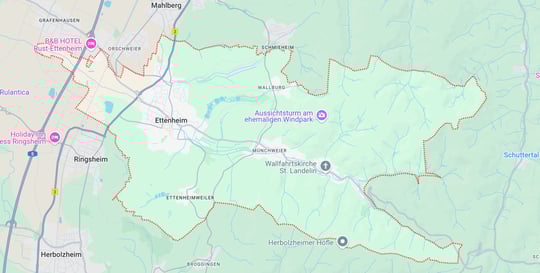 Google-Umrundung der Gemeinde Ettenheim