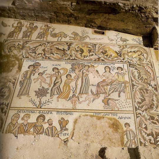 Saal des Hippolytos,östlicher Mosaikboden.