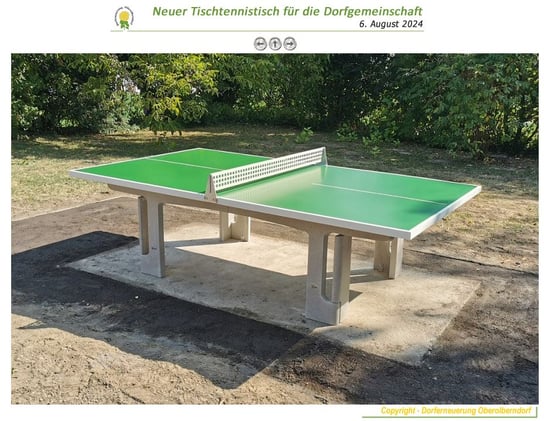 Dank der Dorfgemeinde Oberolberndorf gibt es in Oberolberndorf am Teich seit August einen Outdoor-Tischtennistisch! Wir freuen uns über diese Anschaffung und wünschen allen Nützern viel Freude!