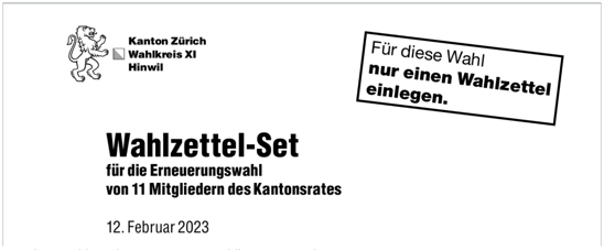 So sieht das korrekte Wahllisten-Set für den Bezirk Hinwil aus (Bild zvg)