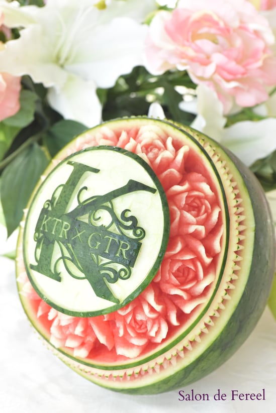 カービング　スイカ　メロン　教室　フルーツ　彫刻　大阪　オーダー　習い事　誕生日プレゼント　結婚式　カッティング　ソープ