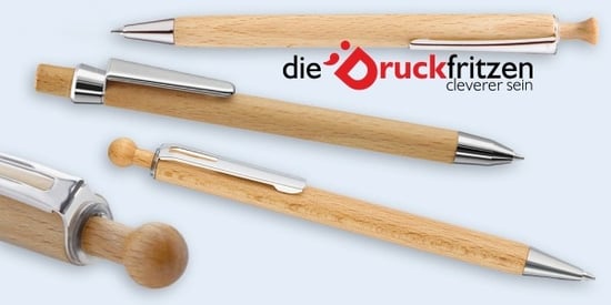 Holz-Druckkugelschreiber und Holz-Druckbleistifte bei diedruckfritzen.de lasern lassen ab 1,51 €