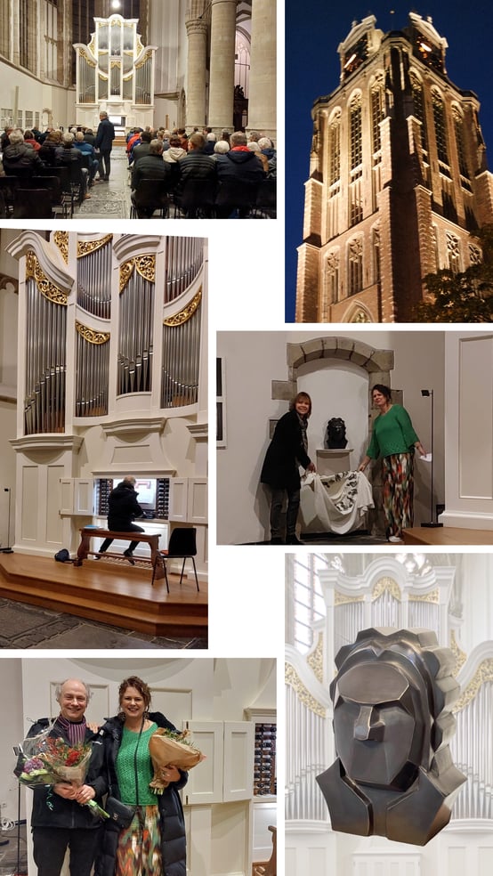 Onthulling bronzen beeld Bach, Bachorgel, Grote Kerk Dordrecht