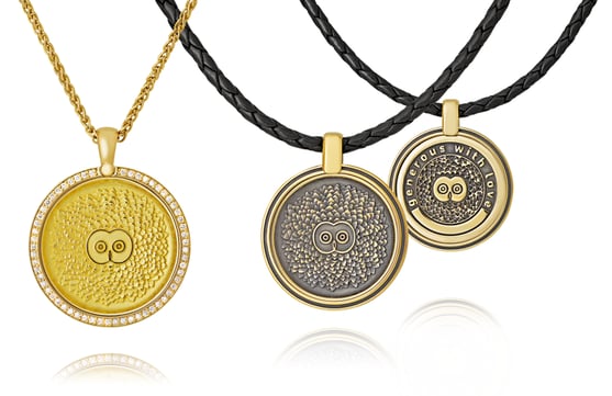 Damen & Herren Colliers mit Anhängern aus recyceltem Gelbgold mit Labor Diamanten, aus der Amazonas Kollektion der Goldschmiede OBSESSION Zürich und Wetzikon.