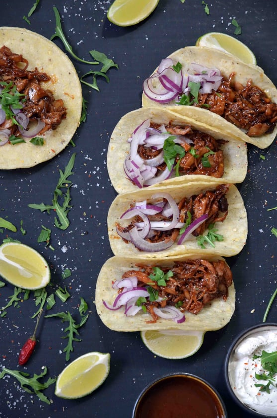 Pulled Mushroom Tacos (vegan)