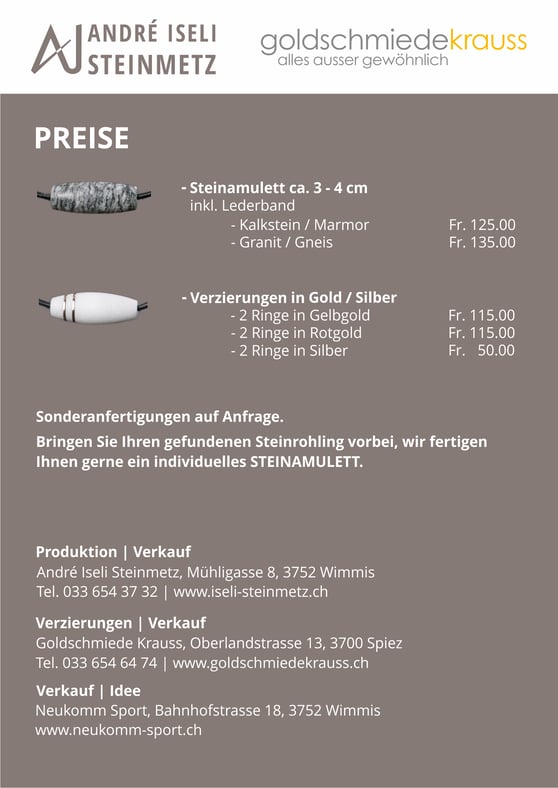 Steinamulett, Steinschmuck, Schmuck aus Stein