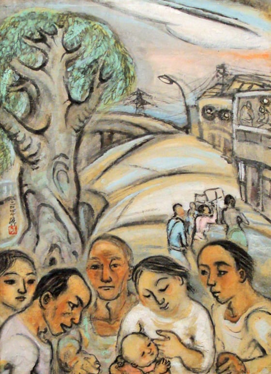 岡本博　街で　平和美術展　2015