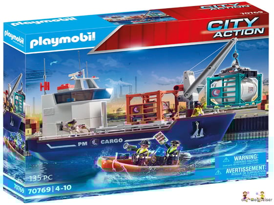 Bei der Bestellung im Onlineshop der-Wegweiser erhalten Sie das Playmobil Paket 70769 "Containerschiff mit Zollboot".