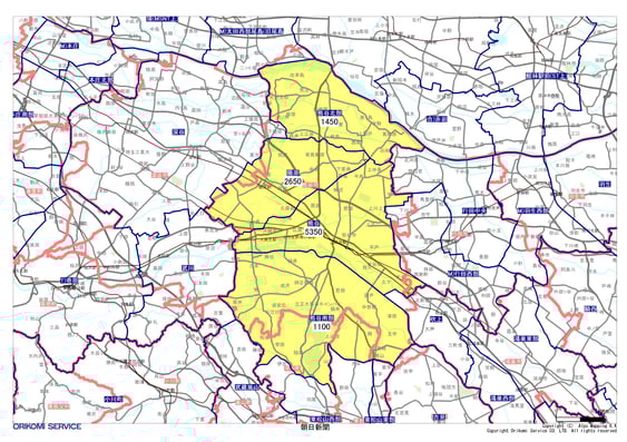 埼玉県熊谷市の朝日新聞配布地図
