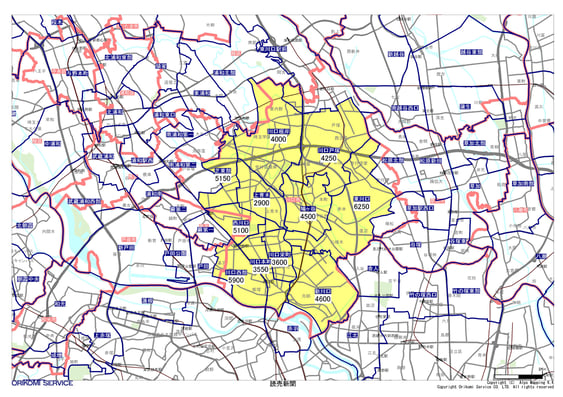 埼玉県川口市の読売新聞配布地図