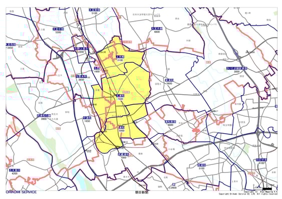 埼玉県さいたま市浦和区の朝日新聞配布地図