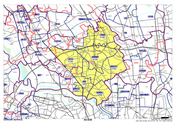 埼玉県川口市の朝日新聞配布地図