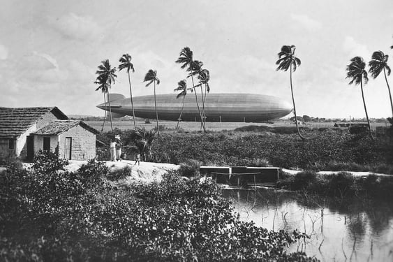 dirigible, zepelín, lugar de aterrizaje, recife, mástil de ancla, bairro jiquiá, ultragaz, brasil, ernesto igel, ultragaz, recorrido por la ciudad