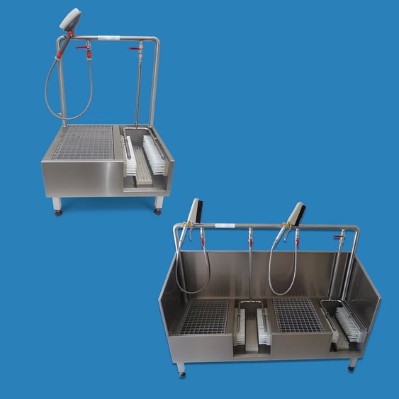 Professional boot washing stations