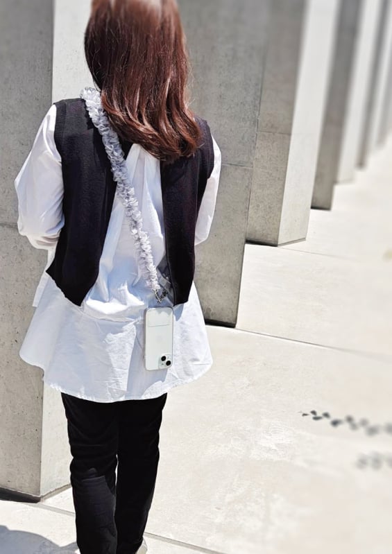  JourFin　ジュールフィン　ラブリボン　LoveRibbon　リボン　リボン教室　リボン教室芦屋　リボン　リボンワーク　リボン資格　リボンレッスン　フリルショルダー　フリルショルダーストラップ　スマホストラップ　フリルスマホストラップ　木馬リボン　MOKUBAリボン　MOKUBA　リボンショルダー