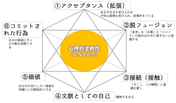 ACT アクセプタンス＆コミットメント・セラピー 6つのコアプロセス 文脈としての私 視点としての私 概念としての私