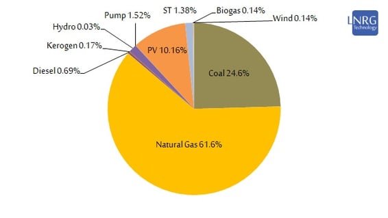 Capacity of the electricity generation segment in Israel by primary fuel type as of December 2020.