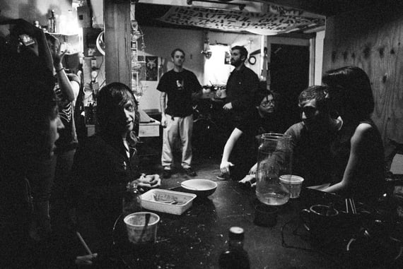 people hanging out at The Stolen Sleeves Collective, 538 Johnson Ave, Brooklyn NY – Minolta 7000 | Kodak P3200 TMAX