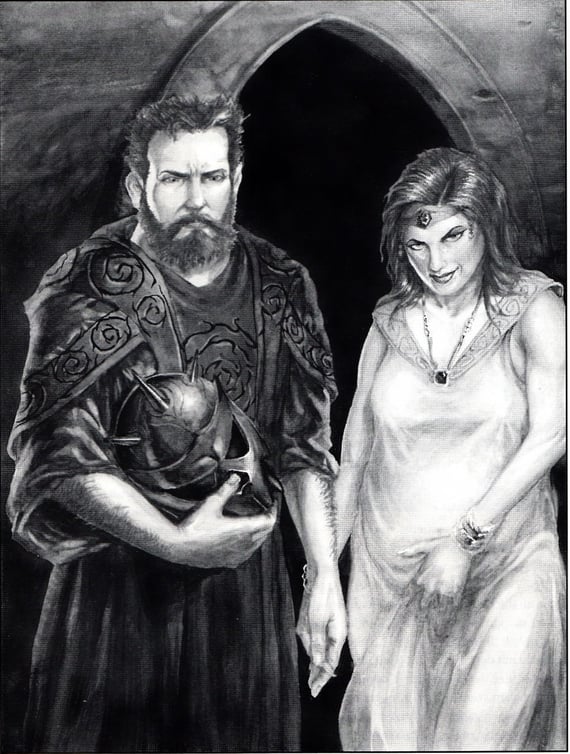 Priester mit Dornenhelm und Lyza