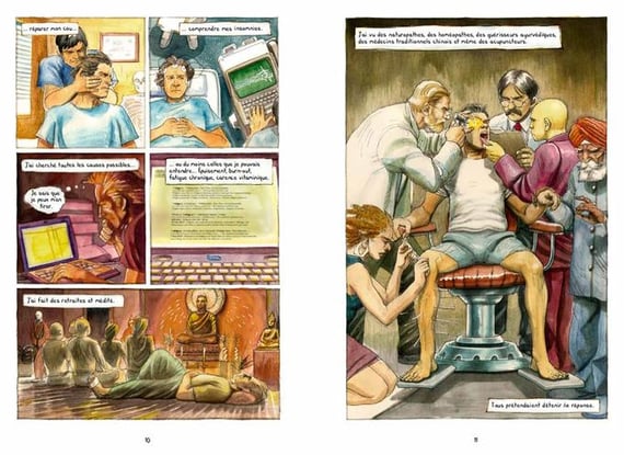 Je vais mieux merci, vaincre la dépression. Un roman graphique qui relate la lente descente du narrateur dans les affres de la dépression puis son parcour initiatique pour s'en libérer.