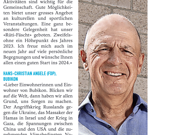 Gemeindepräsident Hans-Christian Angele im «regio» am 4. Januar 2024 (Screenshot regio.ch)