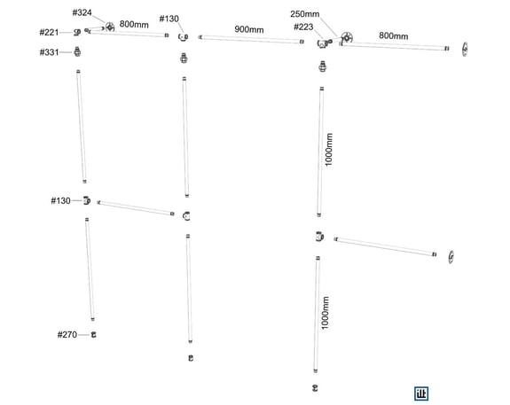 Offener Kleiderschrank aus Rohren No.7 Bauplan Zeichnung Stückliste