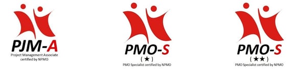 NPMOで発行するオープンバッジ一覧（PJM-A、PMO-S★、PMO-S★☆）の画像