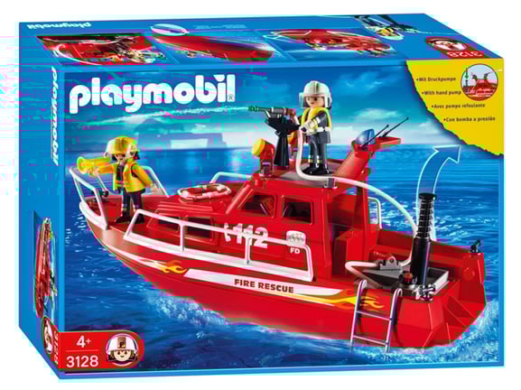 Bei der Bestellung im Onlineshop der-Wegweiser erhalten Sie das Playmobil Paket 3128 "Feuerwehrboot mit Pumpe".