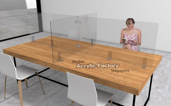 Acrylic shield Type4 long table clear bracket