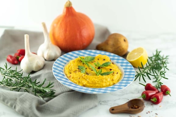 Kürbis-Birnen-Dip aus dem Dampfgarer.