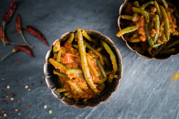 Indische Bohnen aus dem Dampfgarer.