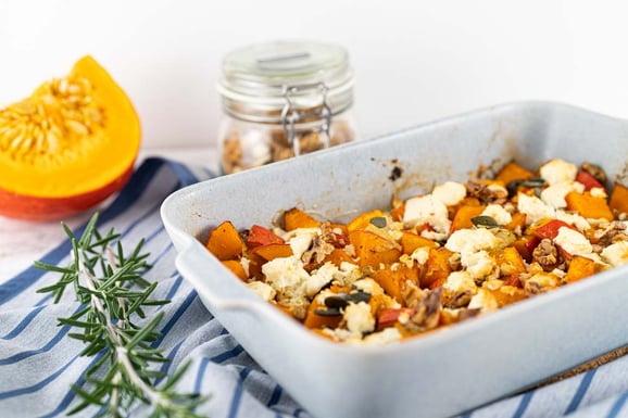 Kürbis mit Feta überbacken aus dem Dampfgarer.