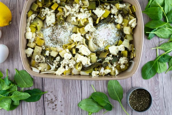 Zatar Lauch mit Eiern aus dem Dampfgarer.