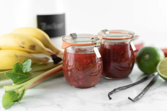 Bananen-Rhabarber-Konfitüre aus dem Dampfgarer.