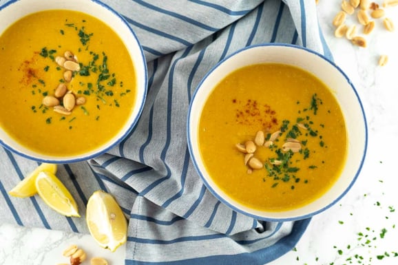 Süsskartoffelsuppe aus dem Dampfgarer.