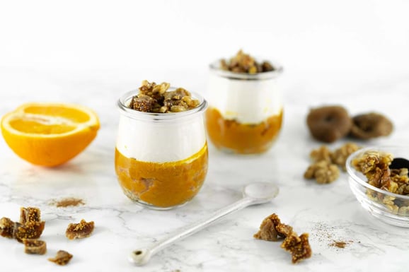 Kürbis-Schichtdessert aus dem Dampfgarer.