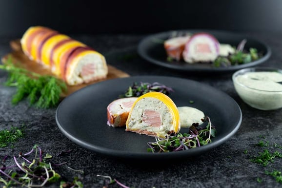 Karotten-Lachs-Terrine aus dem Dampfgarer.