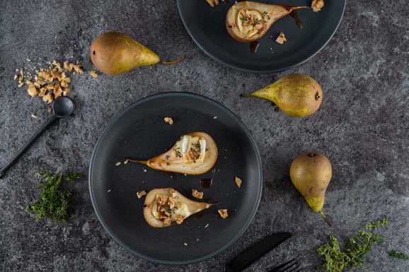 Ziegenkäse-Birnen aus dem Dampfgarer.