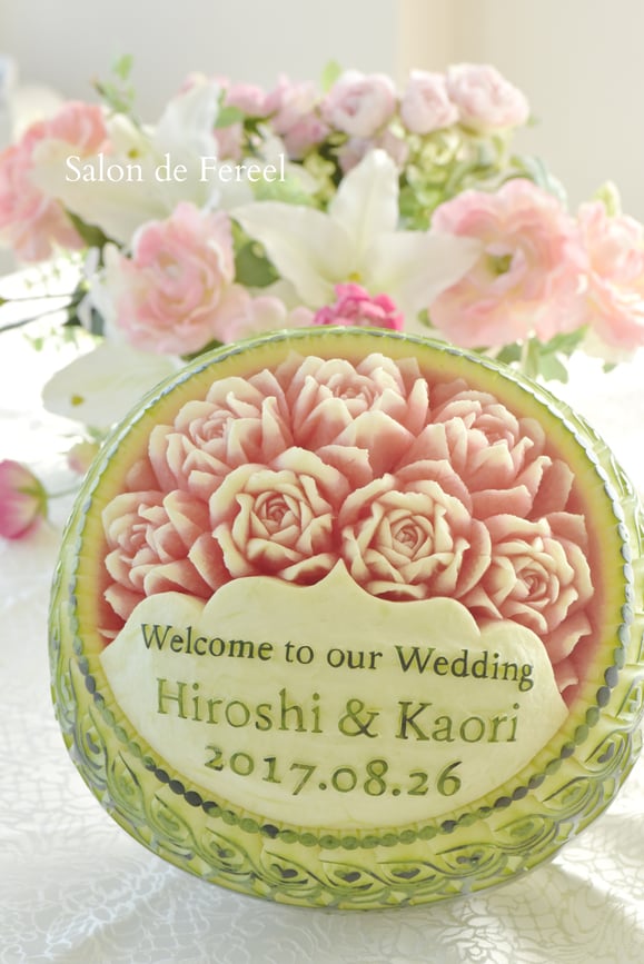 カービング　スイカ　メロン　教室　フルーツ　彫刻　大阪　オーダー　習い事　誕生日プレゼント　結婚式　カッティング　ソープ　似顔絵　お供え　冬瓜