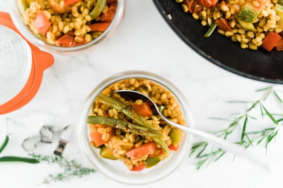 Gerstenpfanne aus dem Dampfgarer.