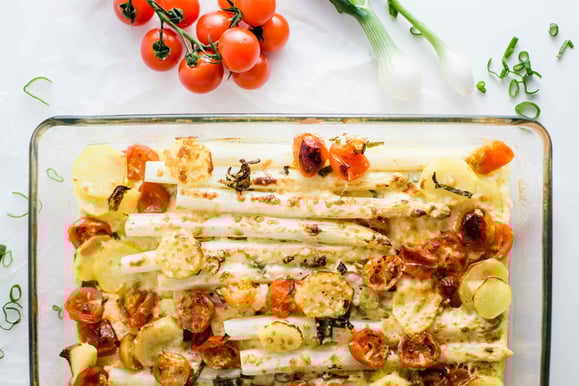 Weisser Spargelauflauf aus dem Dampfgarer.