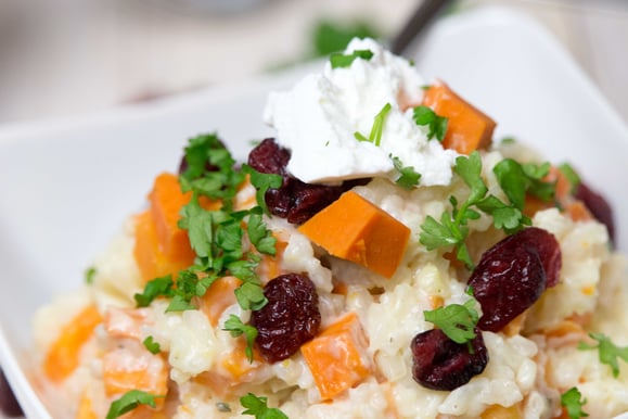 Süsskartoffel-Risotto aus dem Dampfgarer.