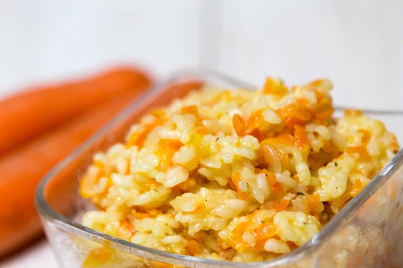 Karotten-Risotto aus dem Dampfgarer.