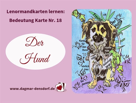 Ankündigung Lernvideo Lenormandkarte der Hund