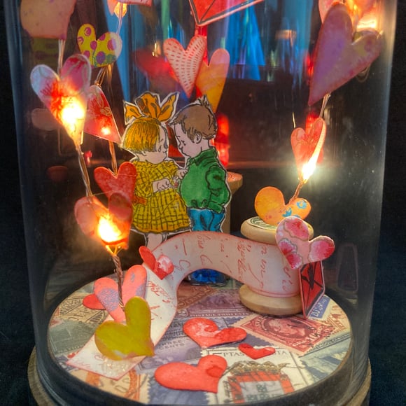 glass dome, bell jar, glass bubble, ikea, ikeahack,  valentine, valentines day, love, hearts, real mail, Pinkepinke