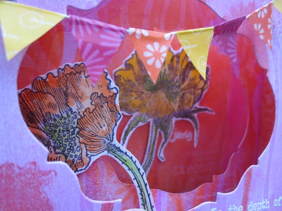 Poppy postcard in my etsyshop Pinkepinke, print made from an original handmade pop up card