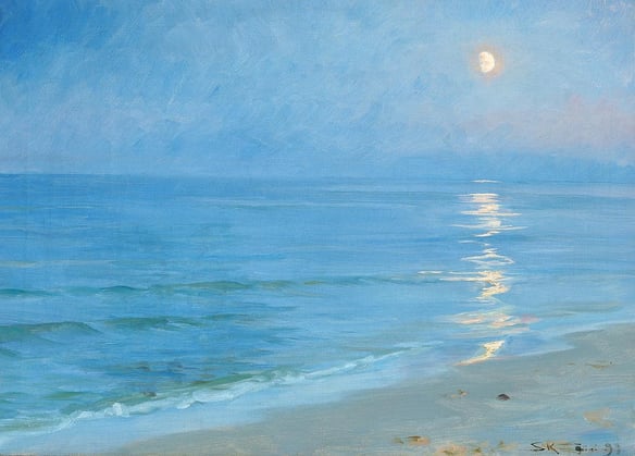 Peder Severin KRØYER (1851-1909) Une plage de Skagen éclairée par la lune, 1899
