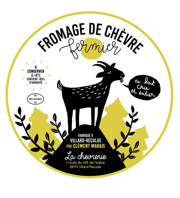 illustration packaging fromage naïf noir et vert aplats couleurs