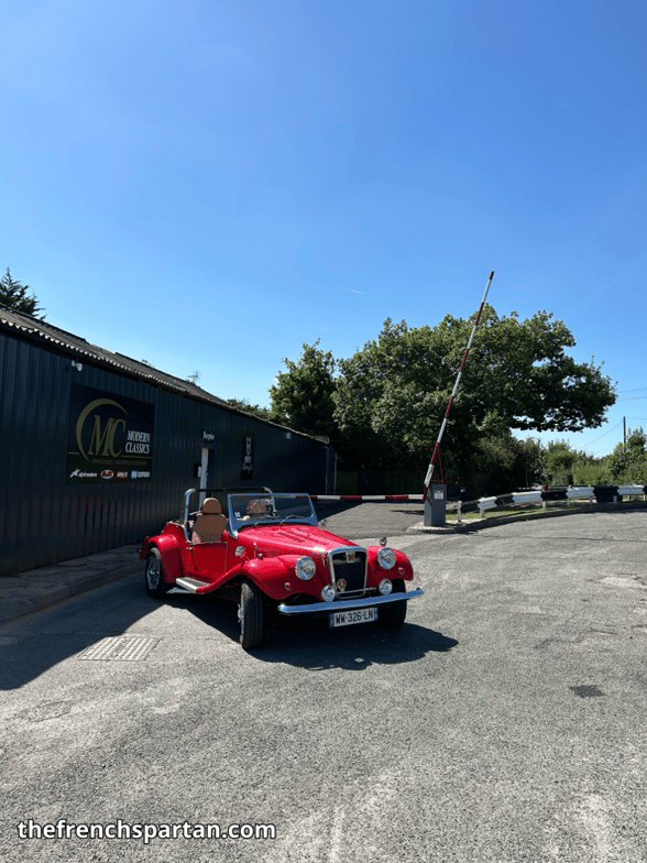 The french Spartan in front of the factory
