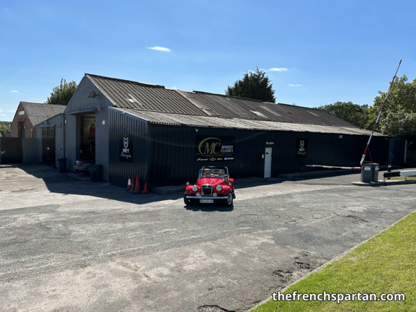 The French Spartan in front of the factory